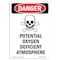 Signmission Safety Sign, OSHA Danger, 24" Height, Potential Oxygen Deficient, Portrait, D-1824-V-1808 OS-DS-D-1824-V-1808 - alternate 1